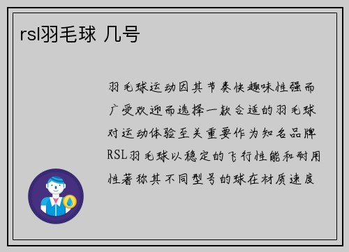 rsl羽毛球 几号